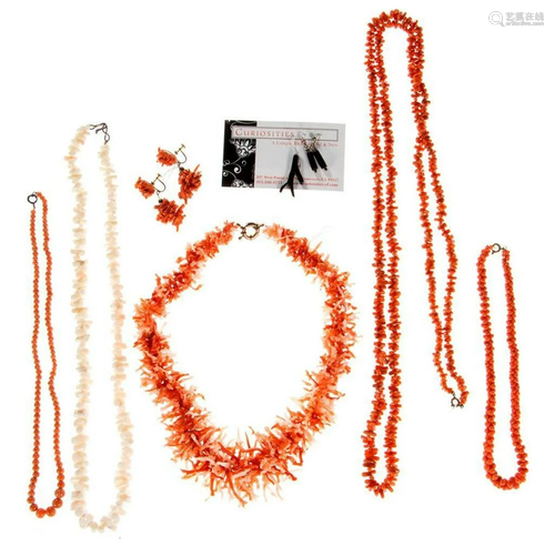 Collection of coral jewelry