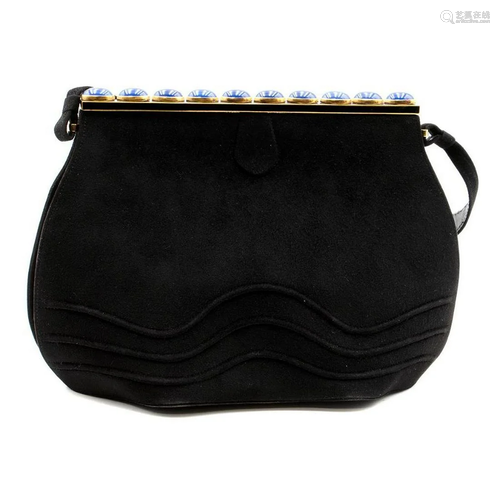 Charles Blair, Paris black suede evening bag