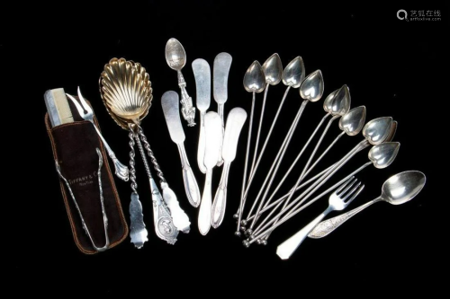 A grouping of sterling silver