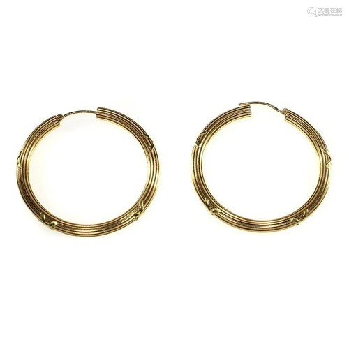 Charles Garnier 18k gold hollow hoop earrings, Fr…