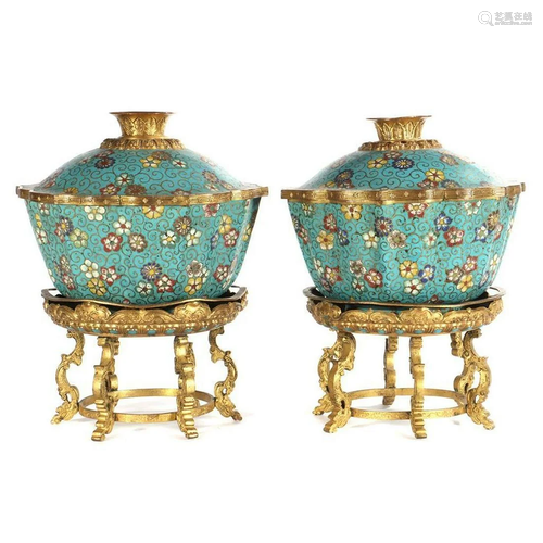 A pair of 18-/19th century Chinese Cloisonne