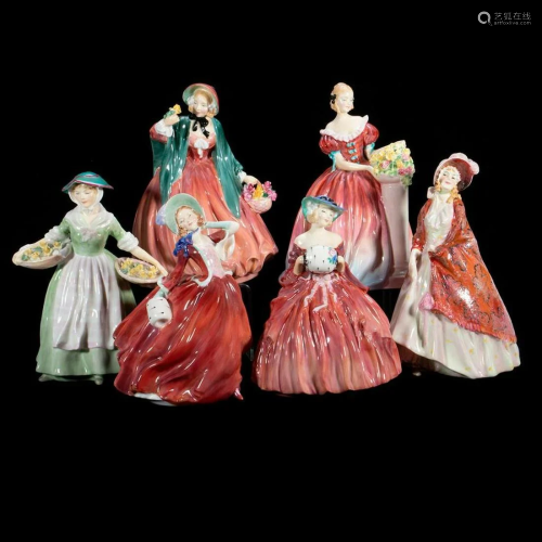 A grouping of six Royal Doulton figurines
