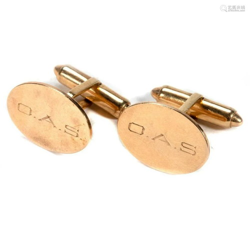 Pair of 14k gold monogrammed cufflinks