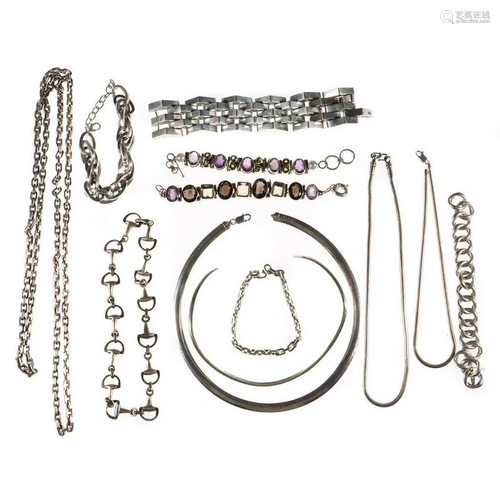 Collection of silver jewelry