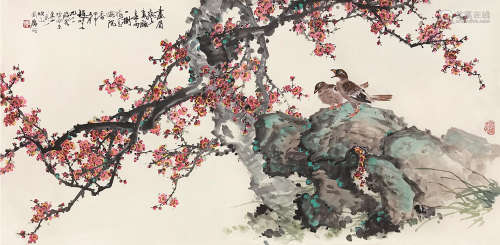 赵松泉（1914～2012） 甲申（2004）年作 梅花满院香 镜片 设色纸本