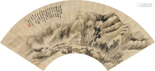林纾（1852～1924） 深山幽景 扇片框 水墨纸本