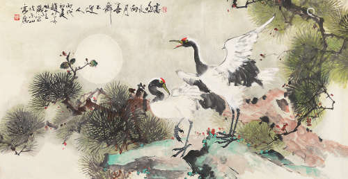 赵松泉（1914～2012） 丙戌（2006）年作 高鸣长向月 镜片 设色纸本