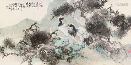 赵松泉（1914～2012） 丙戌（2006）年作 松鹤延年 镜片 设色纸本