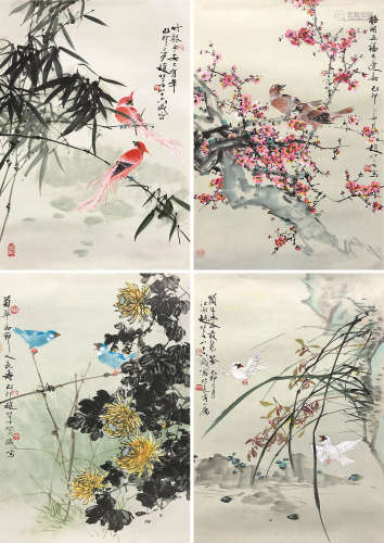赵松泉（1914～2012） 己卯（1999）年作 梅兰竹菊 （四幅） 镜片 设色纸本