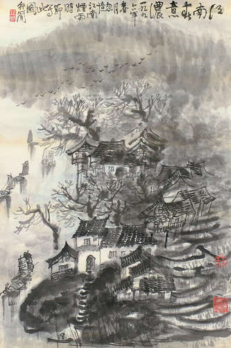 李行简（b.1937） 丙子（1996）年作 江南春意浓 立轴 水墨纸本