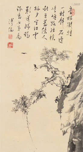 溥儒（1893～1966） 秋色奇松图 镜框 水墨纸本