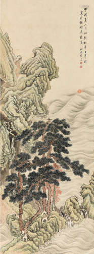 蔡嘉（1686～1779后） 甲戌（1754）年作 仿刘松年日升图 立轴 设色纸本