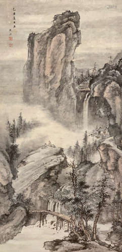 鲍济（1629～？） 高士观瀑 立轴 设色纸本