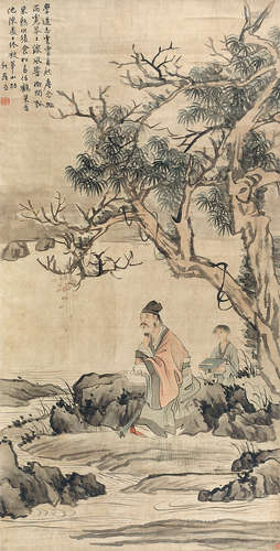 华嵒（1682～1756） 山中书事 立轴 设色绢本