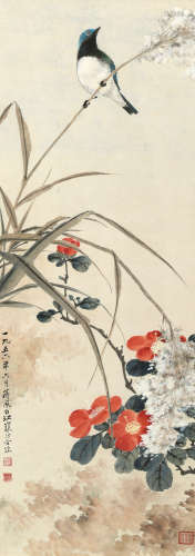 江寒汀（1903～1963）蒋风白（1915～？） 春风鸣翠 镜框 设色纸本