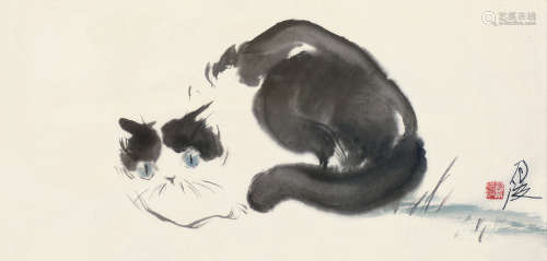 郑月波（1907～1991） 猫 镜框 设色纸本