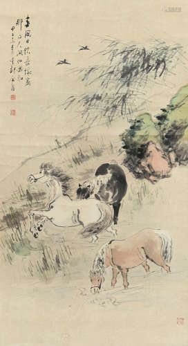 金榕（1885～1928） 甲子（1924）年作 春风饮城窟 屏轴 设色纸本
