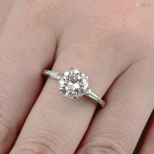 A platinum brilliant-cut diamond single-stone ring,