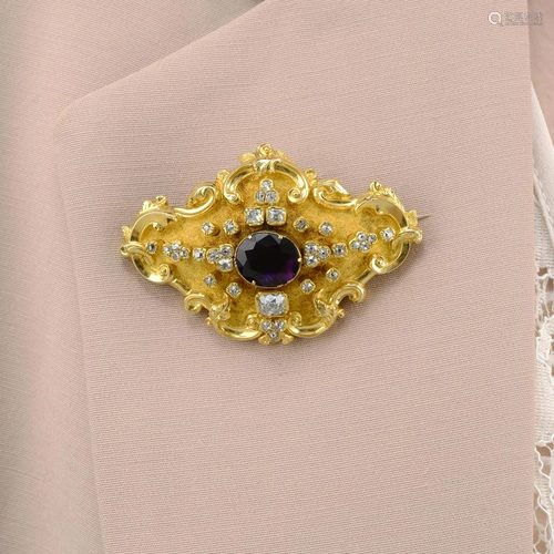 A mid/late 19th century gold amethyst and old-cut