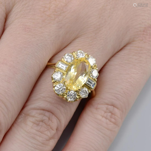 A Sri Lankan yellow sapphire and vari-cut diamond