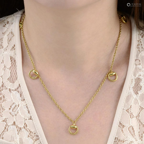 A 'Horsebit' necklace, by Gucci.Stamped 750. Length