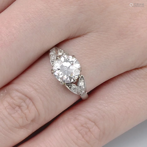 A mid 20th century platinum old-cut diamond