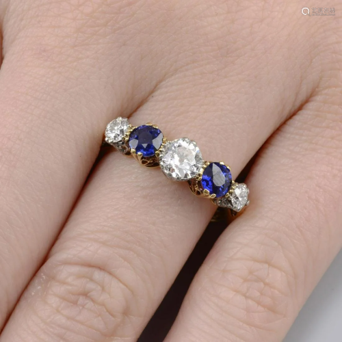 An Edwardian 18ct gold no heat sapphire and old-cut