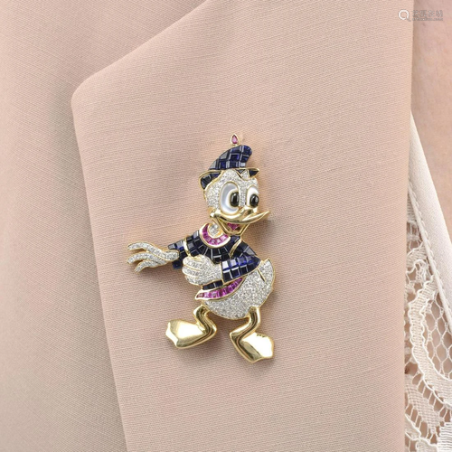 An 18ct gold pave-set diamond novelty duck brooch…