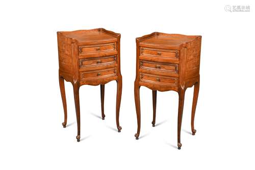 A pair of French Provincial cherry wood night tables,