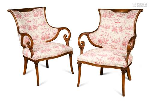 A pair of French fauteuils,