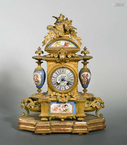 A 19th century French gilt-metal mantel clock,