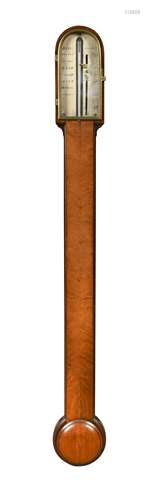 A mahogany stick barometer by Bate, London, 19th century,