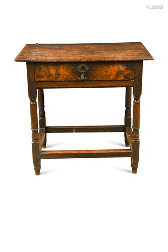 A burr elm & oak lowboy, 18th century,