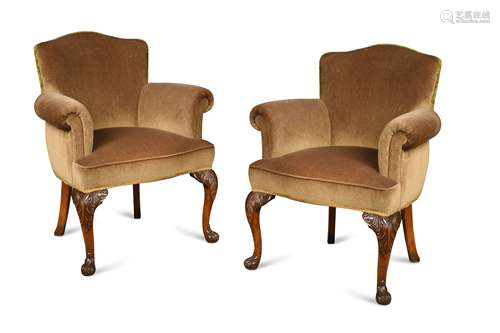 A pair of tub easy armchairs