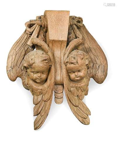 Two similar 17th century style carved oak appliqué, 19th century,