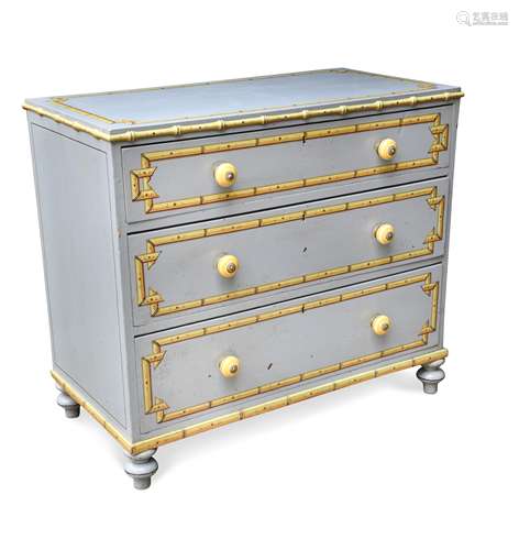 A faux bamboo painted chest,