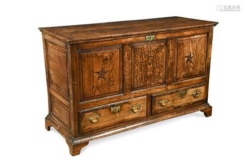 An 18th century oak mule chest, dated 1763,