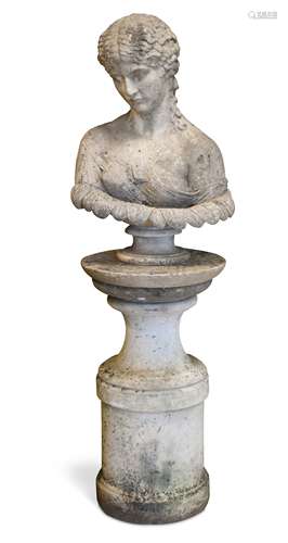 A 19th century white marble bust of Clyte,