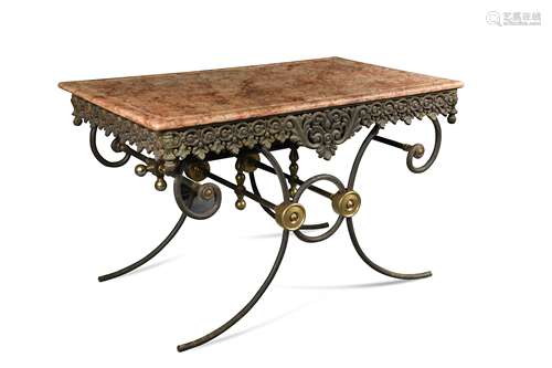 A French marble topped patisserie table, late 19th century,