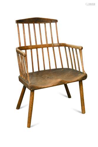 A primitive comb back armchair, 18th century,