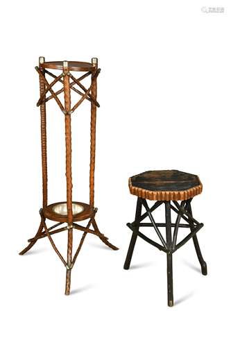 A rustic vernacular 'branch' table,