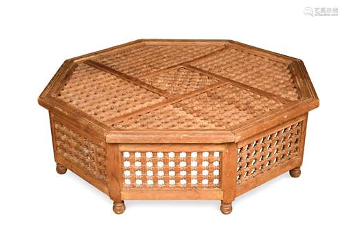 A Moorish pine octagonal low table, 20th century,