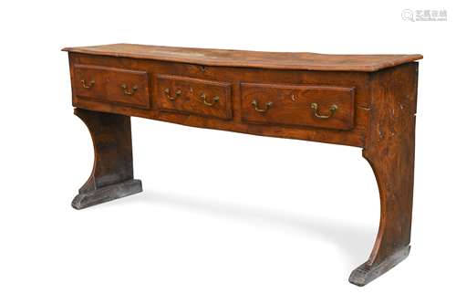 An elm dresser base, 18th century,