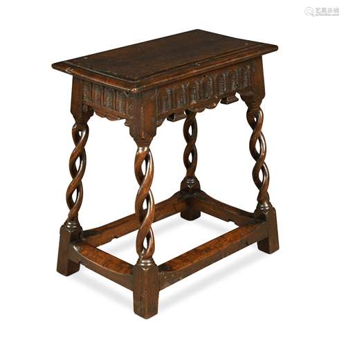 A pegged oak joint stool, early 20th century