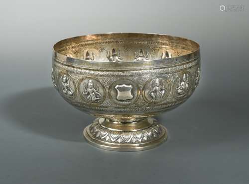 An Indian silver pedestal bowl, perhaps Madras, circa 1910