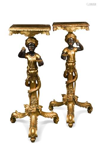 A pair of Venetian type blackamoor stands, 20th century,