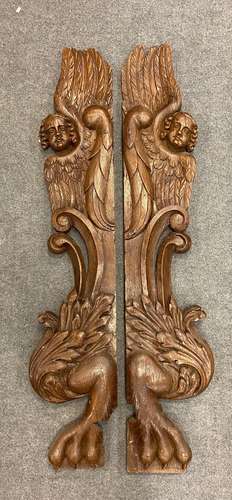 A pair of Flemish oak jambs, possibly 17th century,