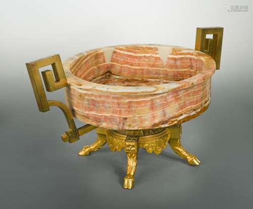 A 19th century ormolu mounted Brescia marble tazza,