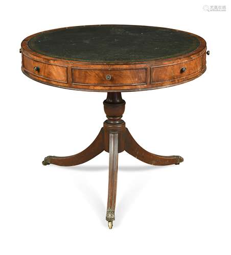 A Regency mahogany drum library table,