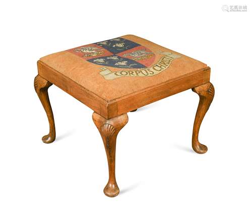 A tapestry covered walnut stool in the George II style,